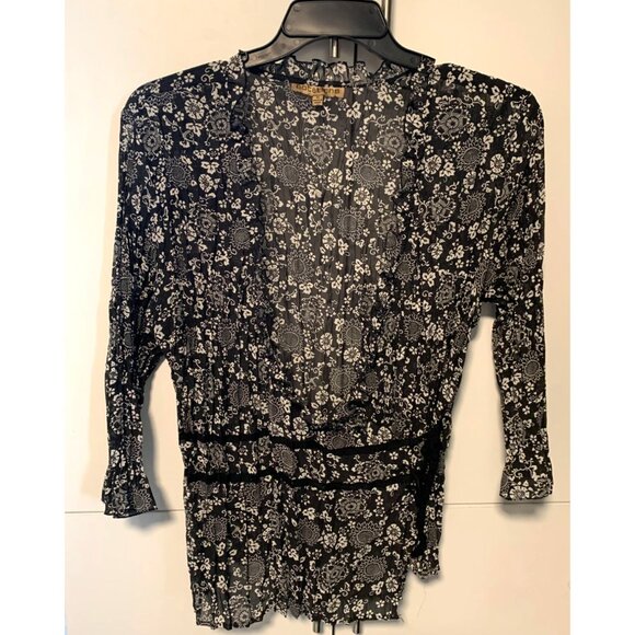 Notations Womens Size XL Dress Shirt Plunging Neck Whimsigoth Fairycore  Pleated - Picture 3 of 5